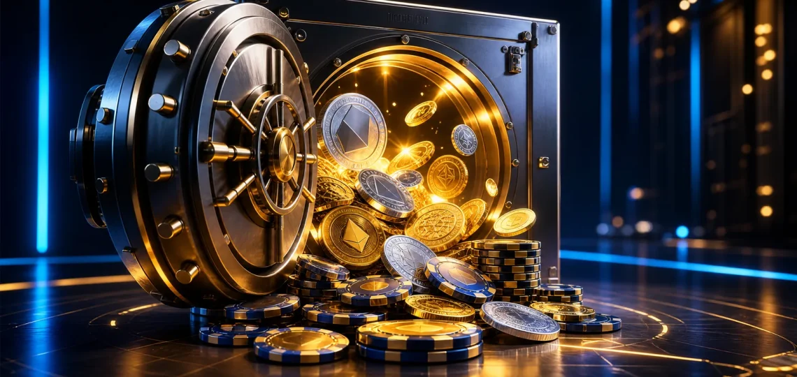 Immagine editoriale per recensione casinò con bonus e prelievi crypto.